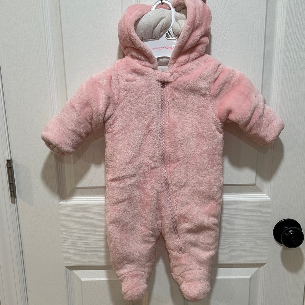 Wonder Nation Soft Pink Hooded Footie